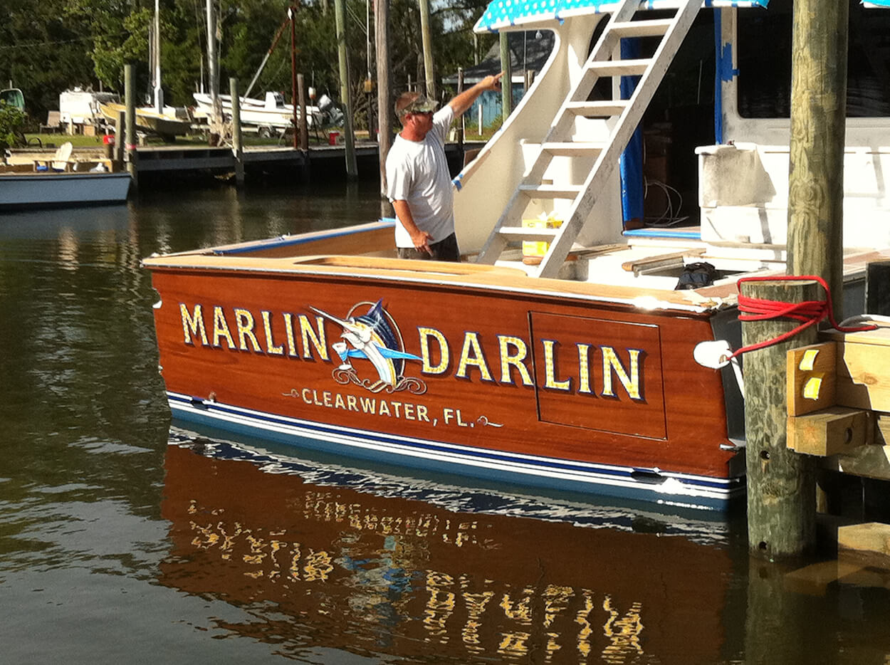 Marlin Darlin Clearwater Florida Boat Transom BOATS TRANSOM ARTWORK