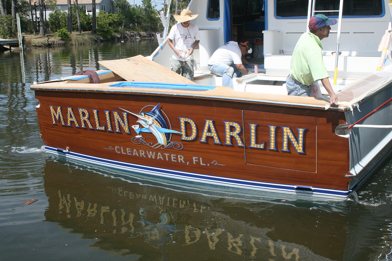 Marlin Darlin Clearwater Florida Boat Transom BOATS TRANSOM ARTWORK