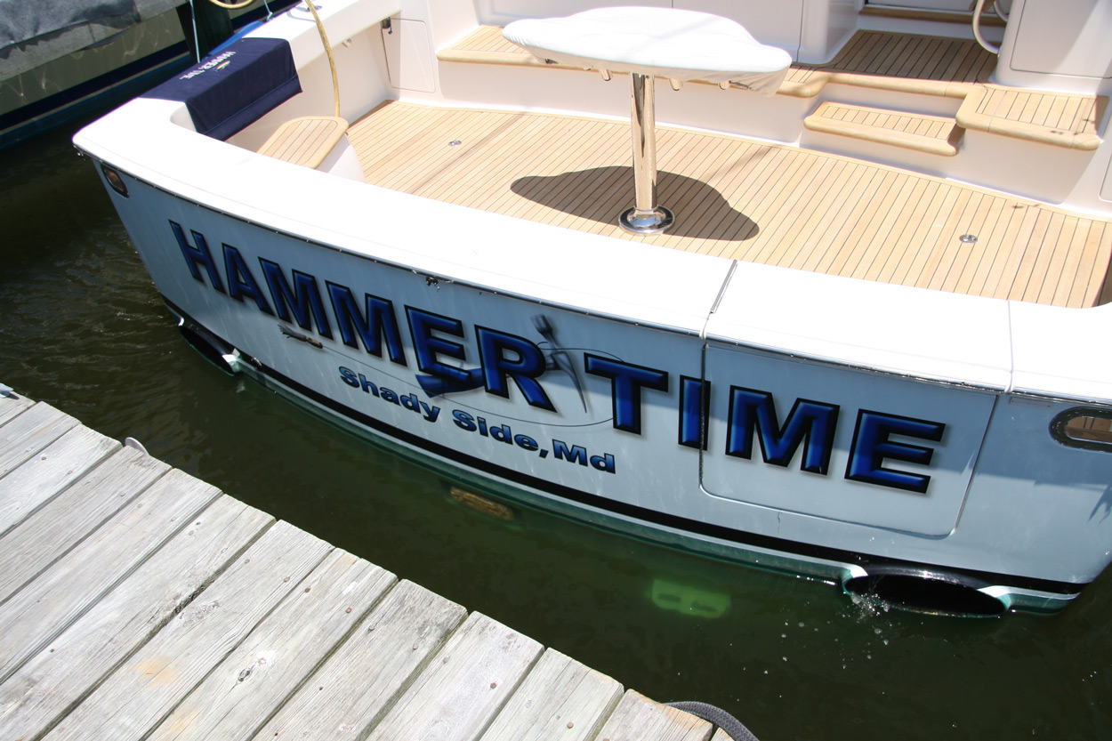 Hammer Time, Shady Side Maryland Boat Transom BOATS TRANSOM ARTWORK